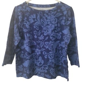 Croft & Barrow L Two Tone Blue Print Top